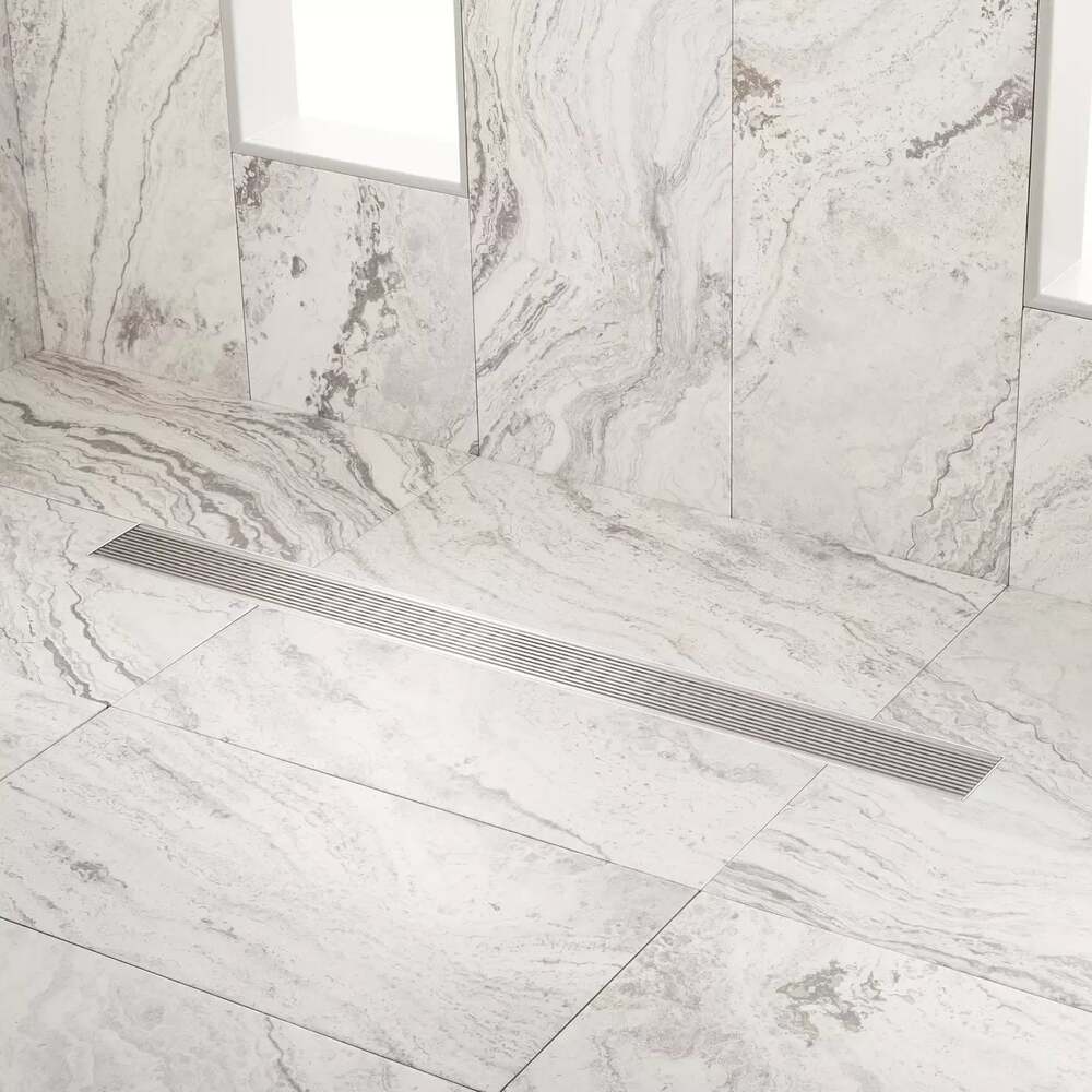 Signature Hardware 48" Carmen Linear Shower Drain in Brushed Stainless Steel